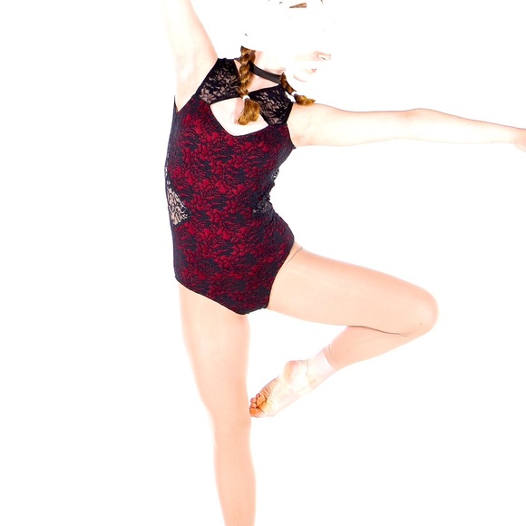 Stage Boutique Black & Red Lace Contemp, Jazz, Acro Costume Adult Small (AS) - Picture 1 of 3
